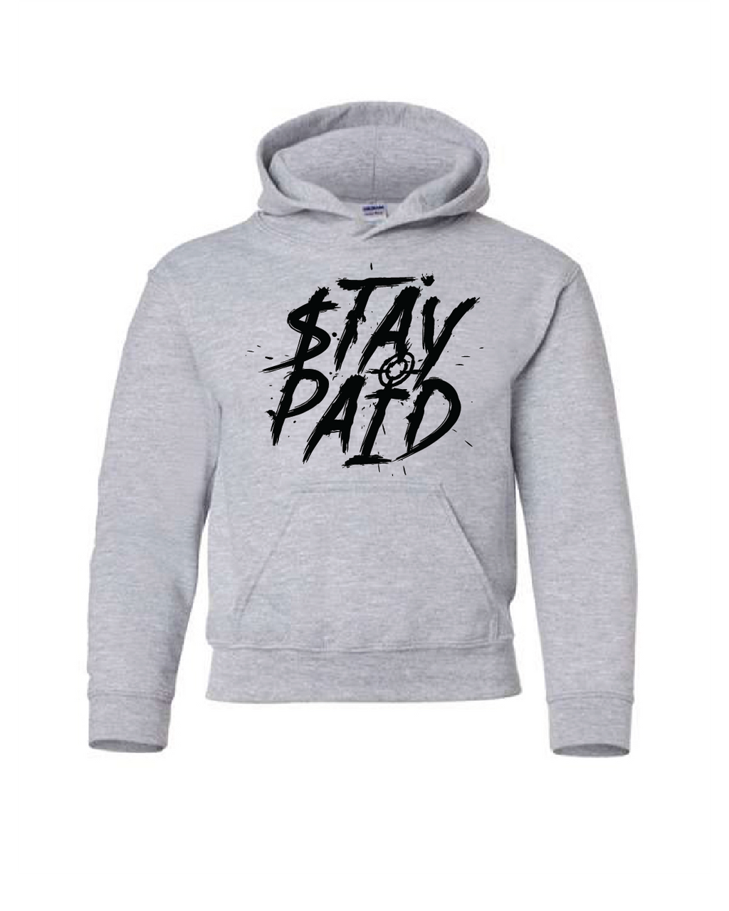 Stay Paid Splat Kids Hoodie - Heather Grey